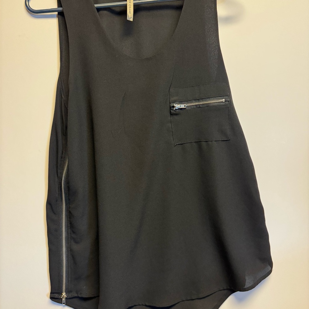 Paper Crane Black Asymmetrical Sleeveless Tank